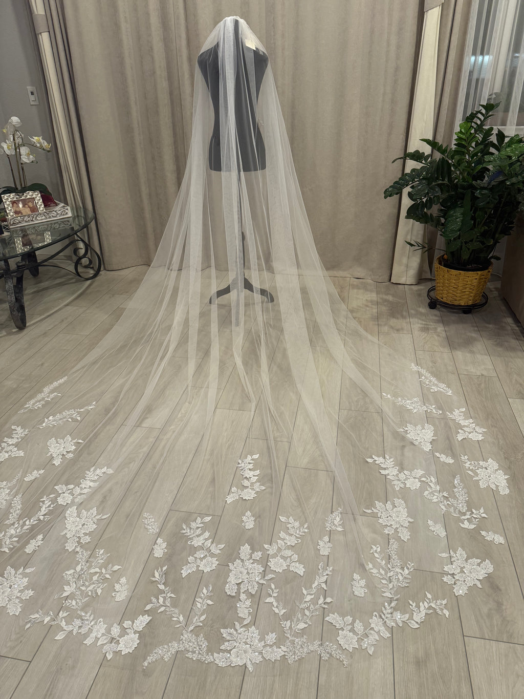 Floral Embellished Cathedral Veil