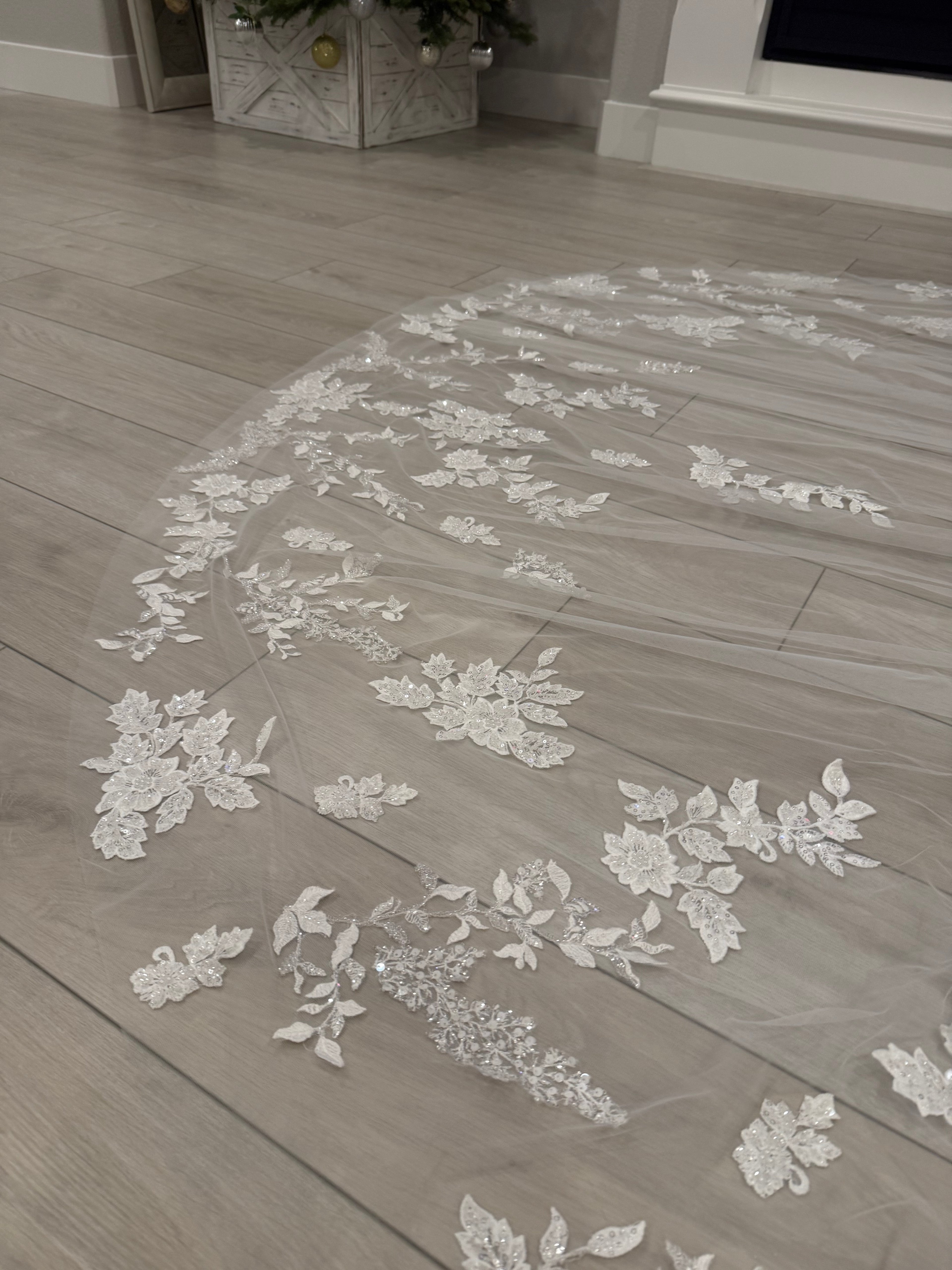 Floral Embellished Cathedral Veil