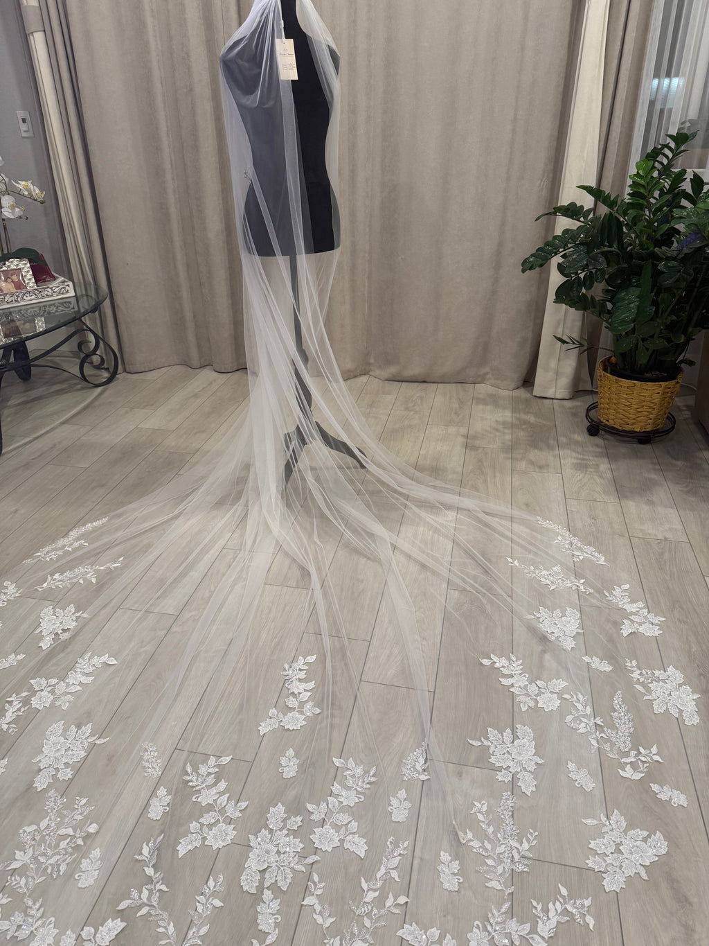 Floral Embellished Cathedral Veil